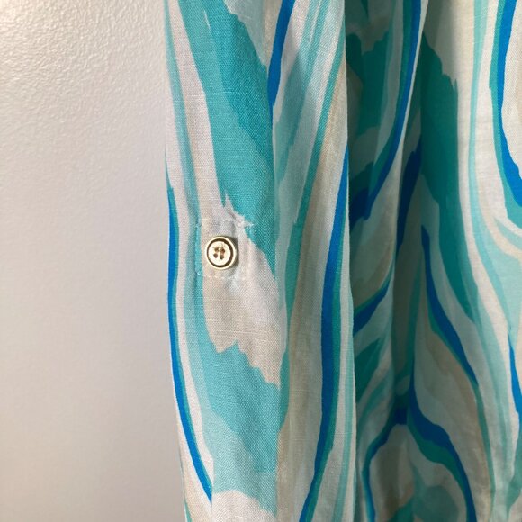Womens JM Collection Linen Blend Button Shirt Wave‎ Pattern 1X - Picture 5 of 10
